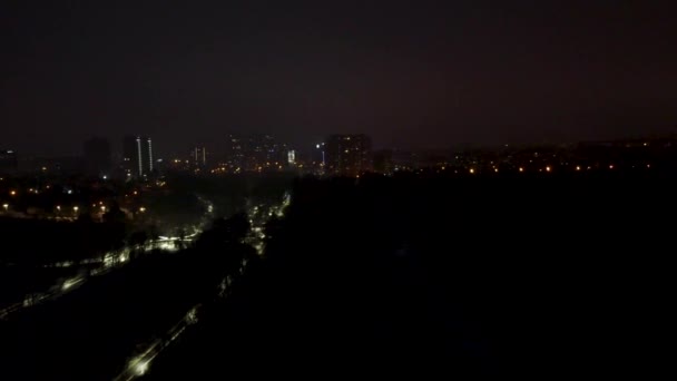 Voar Noite Escura Kharkiv Centro Cidade Jardim Botânico Sarzhyn Yar — Vídeo de Stock
