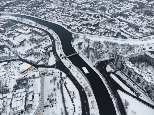 Ukrayna Nın Harkiv Kentinde Lopan Nehri Harkov Kavşağı Ile Şehir — Stok fotoğraf