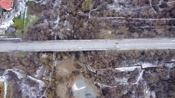Вид Воздуха Высокий Автомобильный Мост Недалеко Центра Города Районе Павлова — стоковое видео
