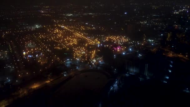 Kharkiv Város Központja Világít Éjszaka Szórakozás Gorky Central Park Drón — Stock videók
