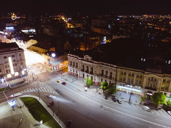 Centro Cidade Vista Aérea Praça Konstytutsii Sumska Grande Termômetro Pontos — Fotografia de Stock