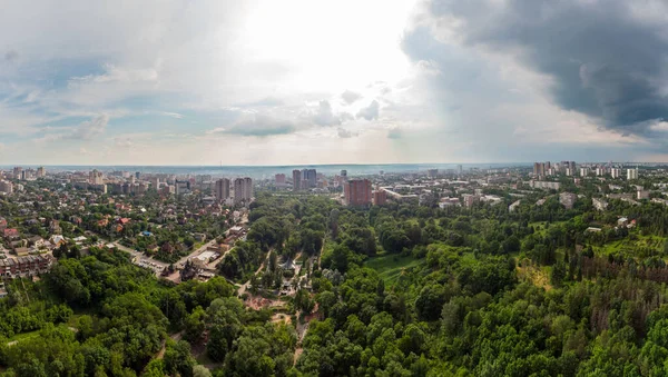 Vista Panoramica Aerea Sul Verde Estate Kharkiv Centro Città Sarzhyn — Foto Stock