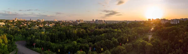 Sarzhyn Yar Avec Téléphérique Attraction Vue Aérienne Vert Été Kharkiv — Photo