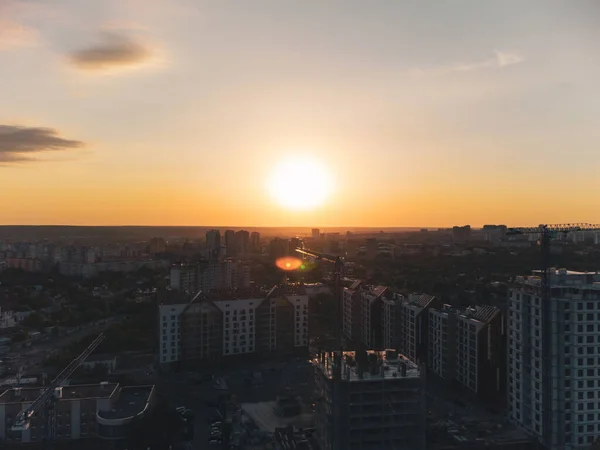 Повітряний Захід Вигляд Харківського Міського Центру Нові Будівлі Біля Парку — стокове фото