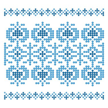 Boncuklu mavi tekrarlanan süs, Poltava bölgesinden noktalı Ukrayna nakış motifleri