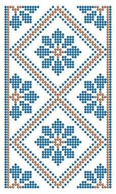 Mavi ve bronz çiçek, Poltava bölgesi ve Ukrayna nakış motifleriyle yinelenen süslemeler