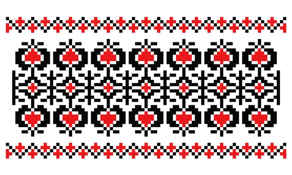 Poltava bölgesinden esinlenmiş Ukrayna nakış motiflerinden esinlenerek geleneksel kırmızı ve siyah renkte piksellenmiş sınır süsü