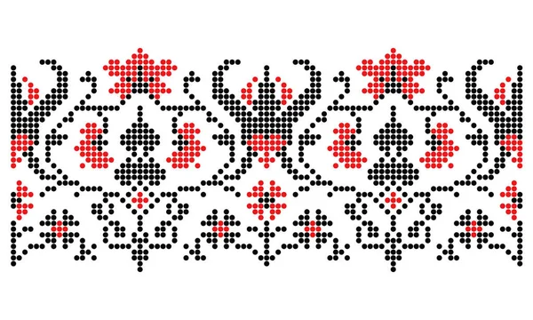 Siyah ve kırmızı renkli Poltava bölgesinden zarif botanik Ukrayna desenli boncuklu süsler.