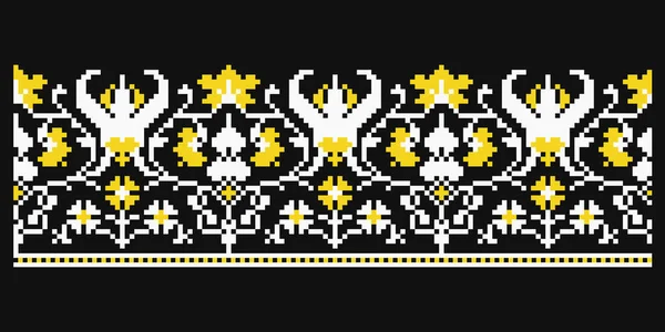 Ukrayna 'nın Poltava bölgesinin geleneksel nakış deseni üzerine halk pikseli beyaz süs.