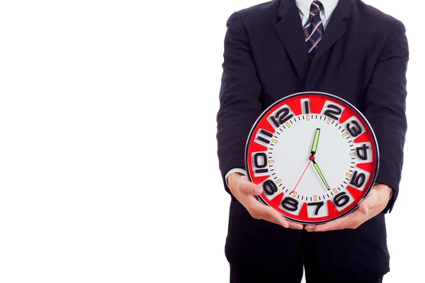 Man holding clock hands. — Stock Photo, Image