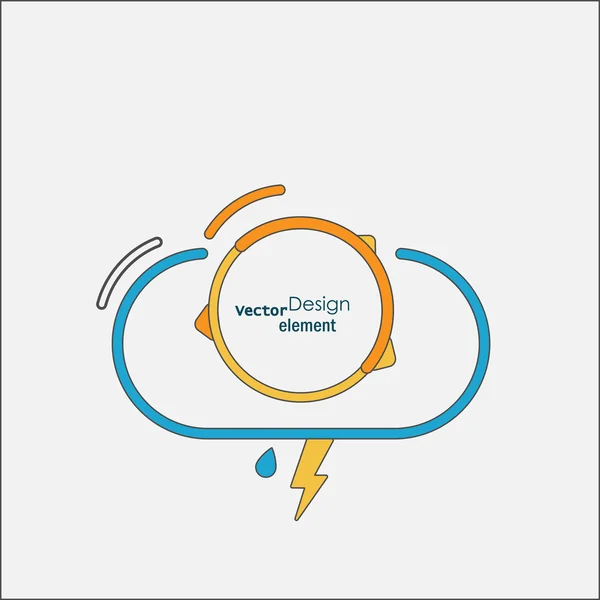 Tekenen van de weersomstandigheden, zon, wolken, bliksem, regen — Stockvector