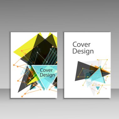 Broşür şablon düzeni, kapak tasarım yıllık raporu, dergi, el ilanı veya üçgen geometrik arka plan ile kitapçık