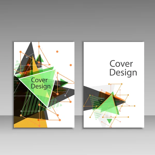 Layout der Broschüre, Coverdesign Jahresbericht, Magazin, Flyer oder Booklet mit dreieckigem geometrischem Hintergrund — Stockvektor