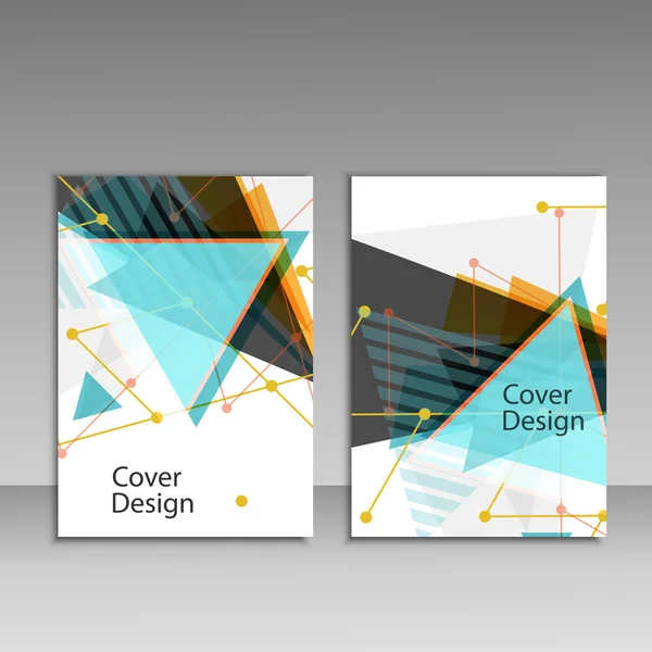 Layout der Broschüre, Coverdesign Jahresbericht, Magazin, Flyer oder Booklet mit dreieckigem geometrischem Hintergrund — Stockvektor