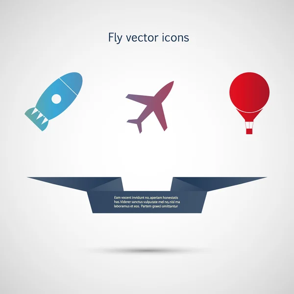 Vector plano iconos aviones, misiles y globos — Vector de stock