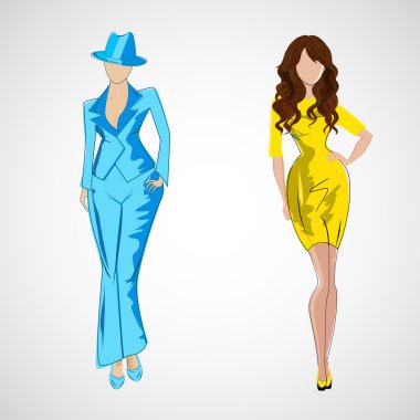eps vektör çizimi kız moda giysiler