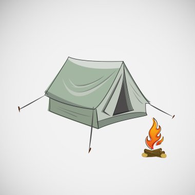 hisse senedi çadır ve açık renkli bir ateşin ortasına