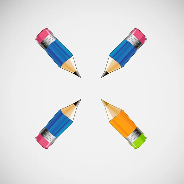 Satz von vier kurzen Bleistiften. Vektordesign — Stockvektor