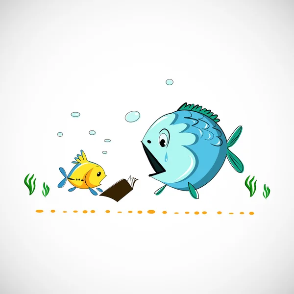 Vector drawing funny cartoon sea fish eps — Stock Vector