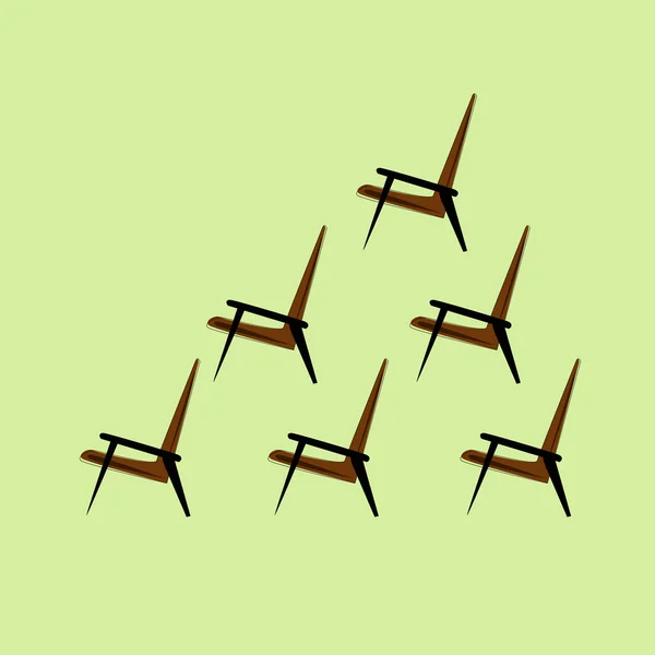 Set de silla vector marrón sobre fondo claro — Vector de stock