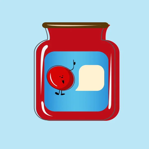 Bank with home canned cherry. Vector design — Stock Vector