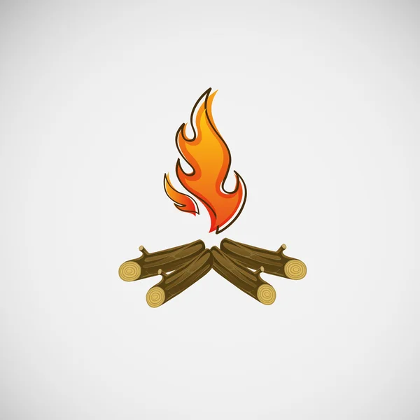 Fire, burning on the wood. Vector design — Stock Vector