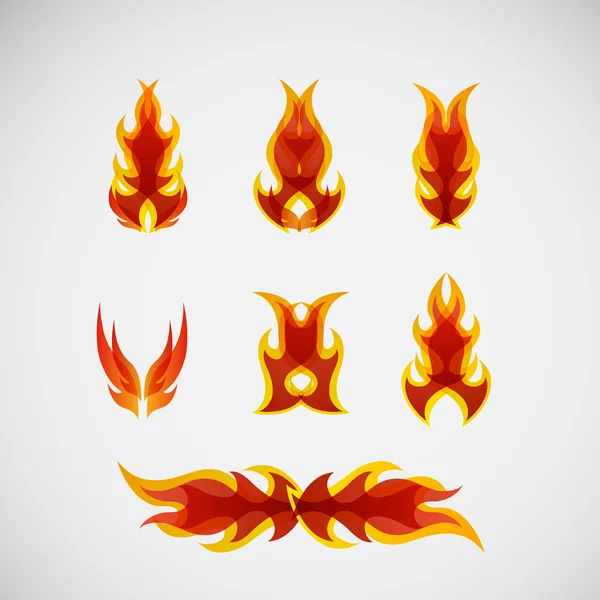 Fire, burning on the wood. Vector design — Stock Vector