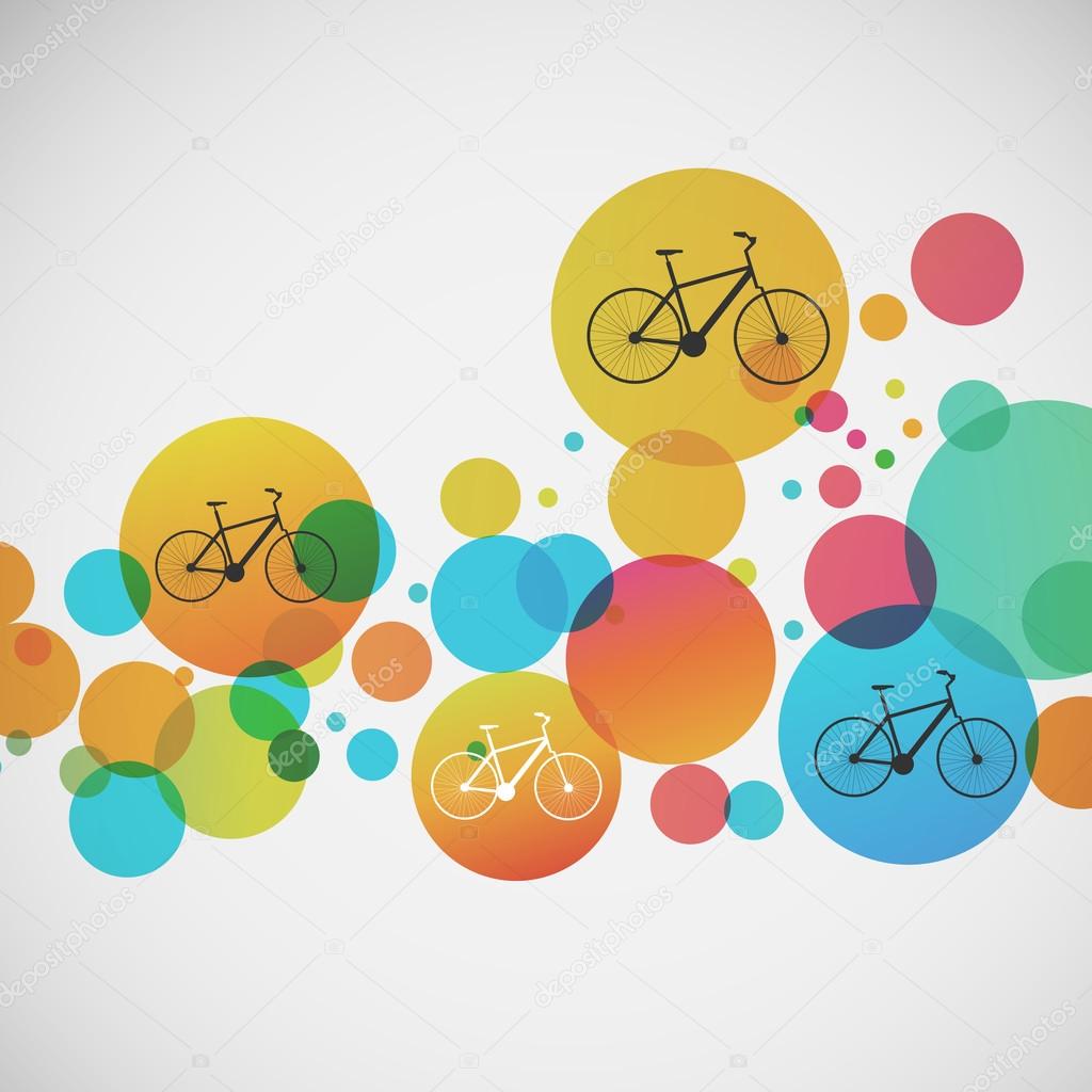 Vector set of bicycle on colored backgrounds