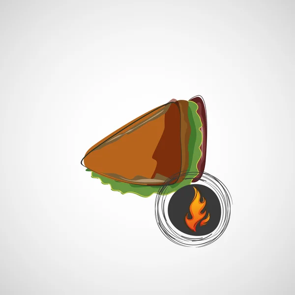 Tasty and juicy sandwich on a light. Vector design — Stock Vector