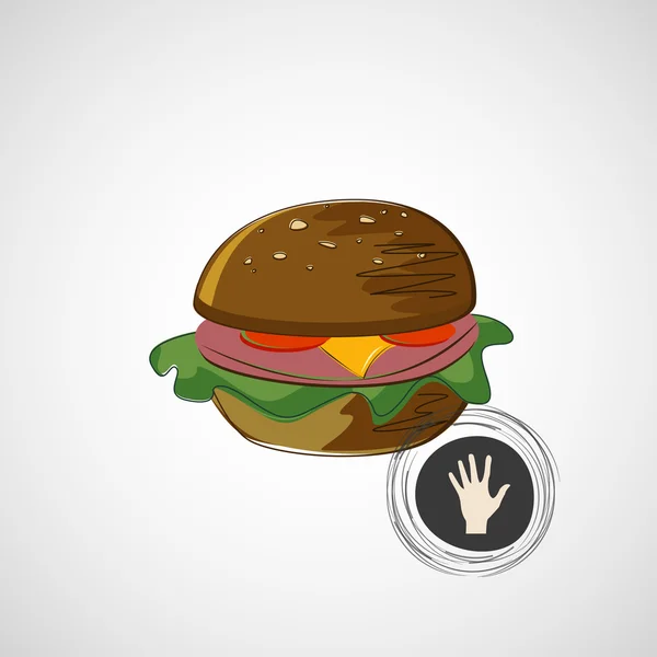 Sketch juicy and tasty burger. vector icon — Stock Vector