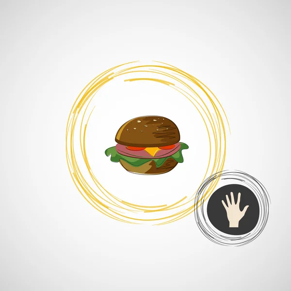 Sketch juicy and tasty burger. vector icon — Stock Vector