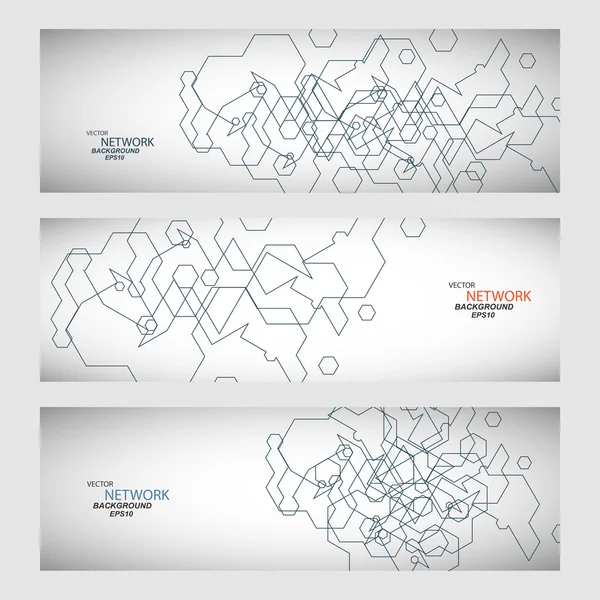 Conjunto de vetores três conjuntos de linhas de contorno abstratas — Vetor de Stock