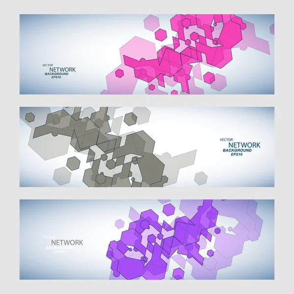3 個の色形の抽象バナーをベクトルします。 — ストックベクタ