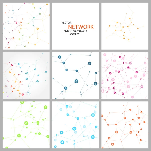 矢量彩色网络连接和 dna 原子 — 图库矢量图片