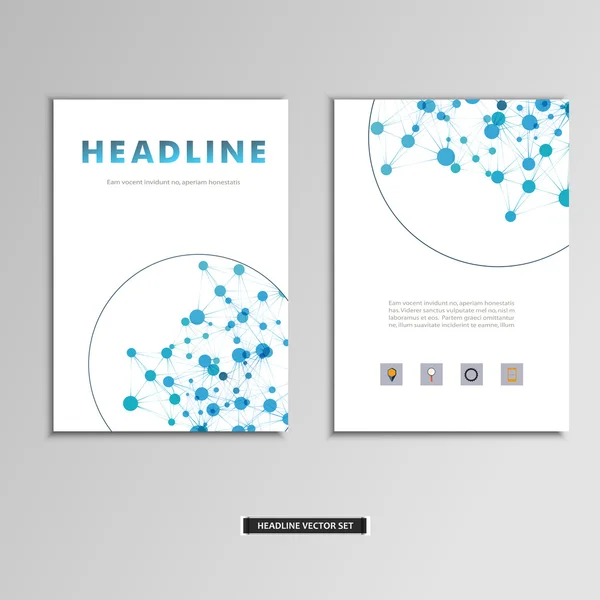 Moleküler arka plan ile vektör çizimleri kümesi