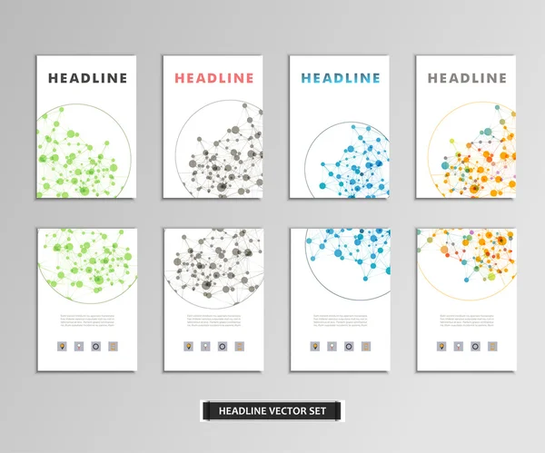 Set van vectorillustraties met moleculaire achtergrond — Stockvector