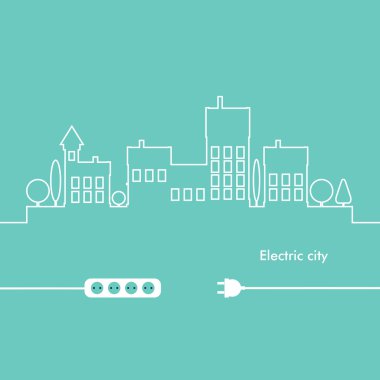 Kavram elektrik devresi şehir. Vektör düz tasarımı