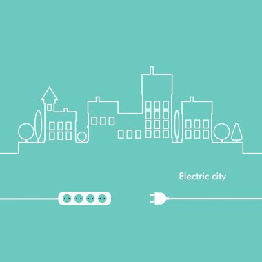 Concept electric circuit city. Vector flat design