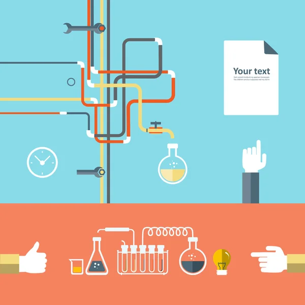 Set van platte ontwerp pictogram voor experiment — Stockvector