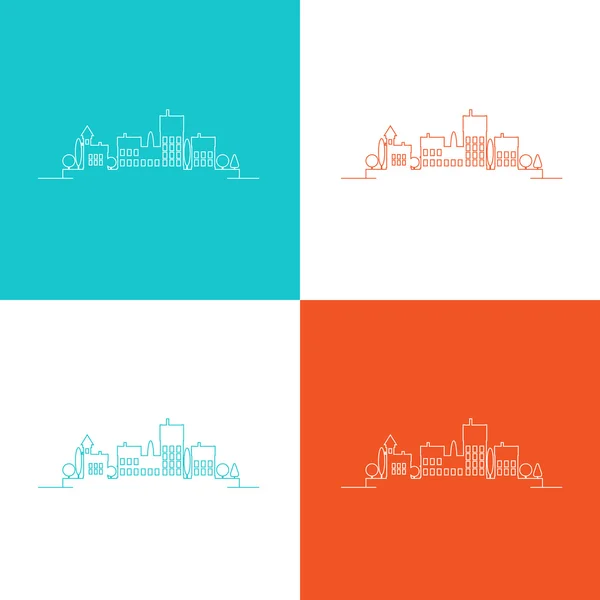 Conjunto de contornos de color del paisaje urbano — Vector de stock
