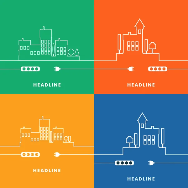 Kavram elektrik devresi şehir. Vektör düz tasarımı