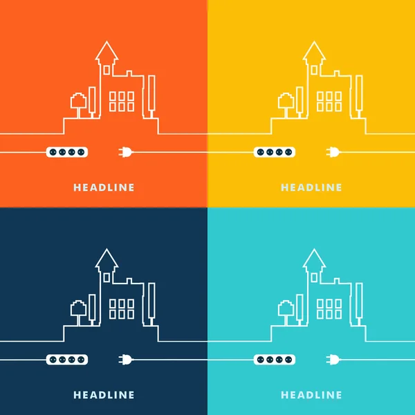 Concepto de ciudad de circuito eléctrico. Diseño plano vectorial — Vector de stock