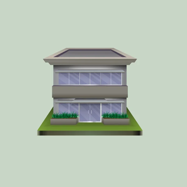 Edificio solitario de vidrio y hormigón — Vector de stock