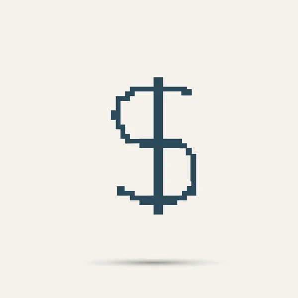 Signo de dólar de icono de píxel estilo simple . — Archivo Imágenes Vectoriales