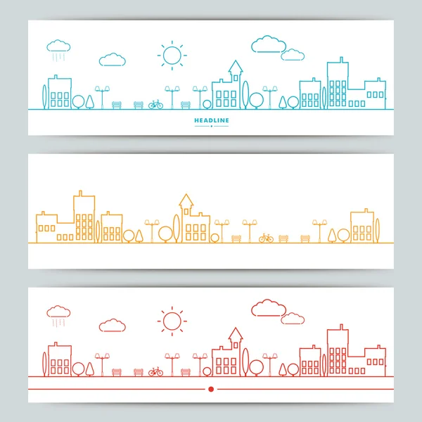 Kentsel peyzaj ile afiş kümesi