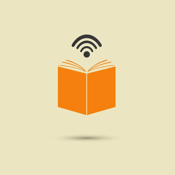 Libro de símbolos educativos y wi-fi — Archivo Imágenes Vectoriales