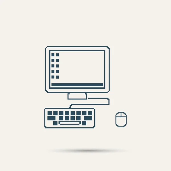 Eenvoudige stijlvolle laptop pixel pictogram. — Stockvector