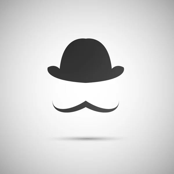 Набор джентльмен: котелок шляпа и усы — стоковый вектор