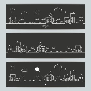 Kentsel peyzaj ile afiş kümesi