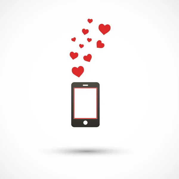 Phone and hearts symbol — Stock Vector